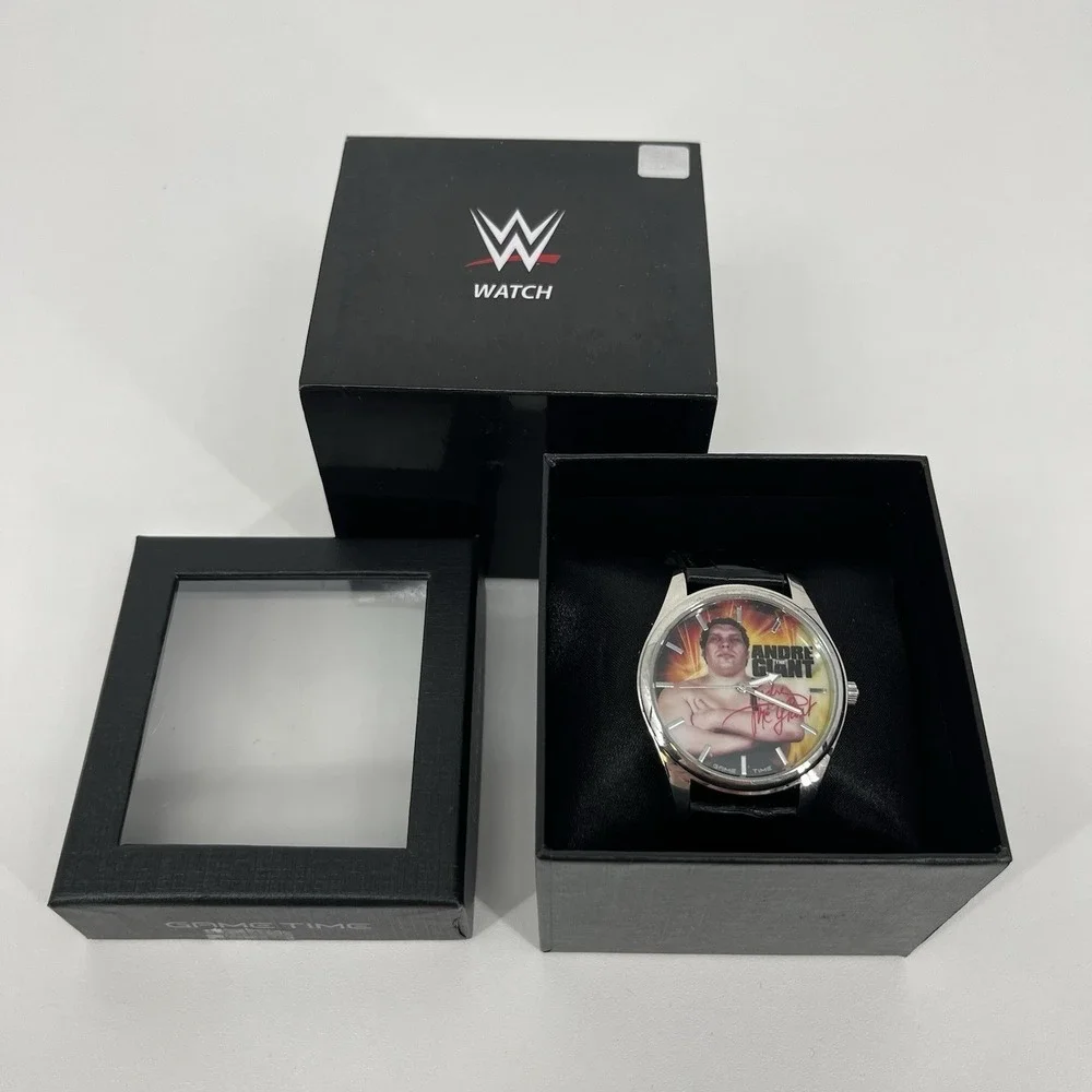 WWE Game Time Andre The Giant Pioneer Black Series Mens Watch Silver Black NEW